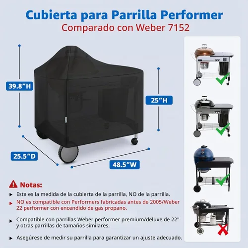Vista 2 de SunPatio 7152 - Cubierta para parrilla Weber de 22 pulgadas Performer