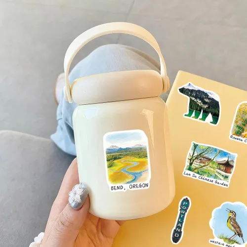 Vista 5 de Oregon Travel Stickers 58Pcs Oregon OR Waterproof Vinyl Decals Despegar y pegar a prueba de sol removible reutilizable para botellas de agua