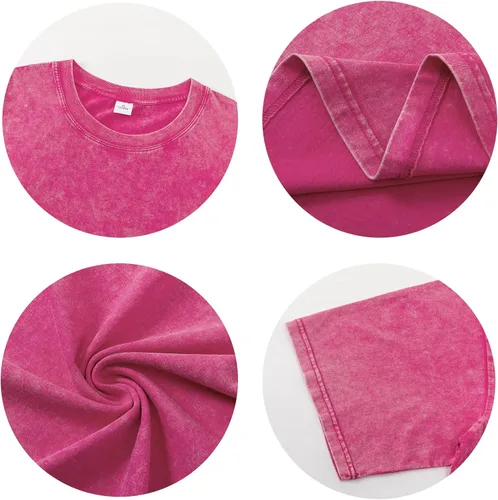 Vista 5 de Wrenpies Camisetas de gran tamaño para mujer, estilo vintage, básicas, estilo novio, holgadas, holgadas, estilo grunge, de algodón lavado ácido