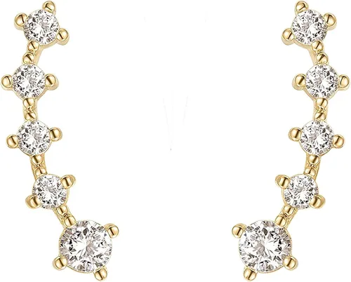Vista 4 de PAVOI - Aretes de perlas con chapado en oro de 14 quilates, plata de ley