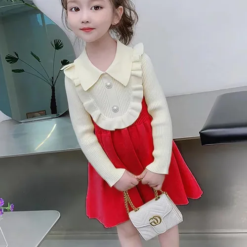 Vista 7 de Toddler Girls Spring and Autumn Cute Sweet Baby Dresses Loog Sleeve Outfit for 3 to 8 Years Clothes Girl 6 Years