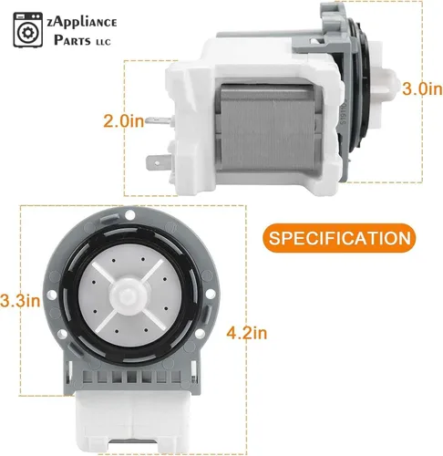 Vista 2 de Bomba de drenaje para arandelas – Compatible con los modelos de lavadora Samsung DC31‑00178A, DC31‑00187A, PX3516‑01 – Sustituye a DC31‑00178D