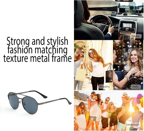 Vista 8 de OSSAT Gafas de sol ovaladas con marco de metal Lente espejada clásica neutral