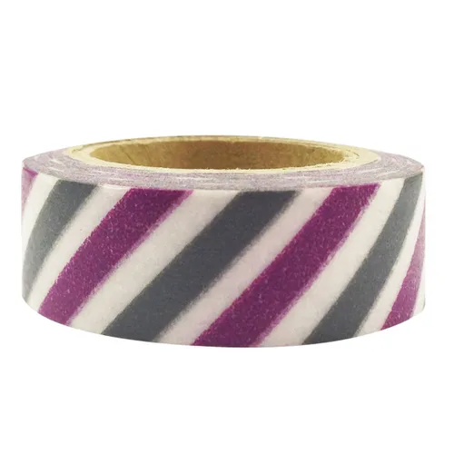 Vista 26 de Wrapables Cinta adhesiva japonesa a rayas Washi - Rayas cortas negras y multicolor