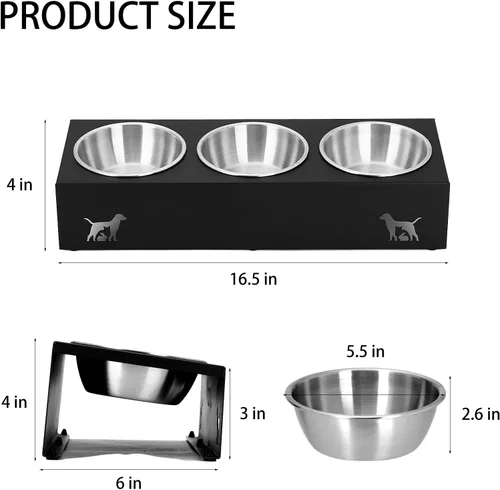 Vista 9 de Cuencos elevados para gatos con base antideslizante, platos elevados para gatos con soporte integrado inclinado a 15° antivómito, incluye 3 cuencos