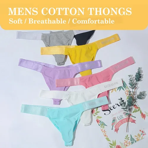 Vista 3 de 4UFIT Tangas de algodón para hombre, suaves, transpirables, con nariz de elefante, ropa interior de tiro bajo, con espalda en T
