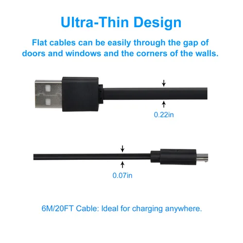 Vista 10 de StartVision Paquete de 2 cables de extensión de alimentación de 20 pies con adaptador de corriente para cámara Blink XT, XT2 y Blink Outdoor