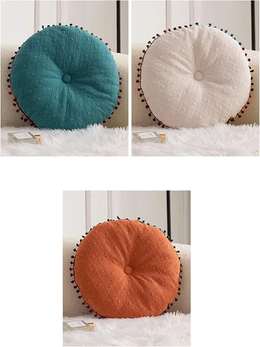Vista 7 de Cojín redondo de bola redonda Almohada de sofá Cojín de piso (azul, 15.7in40cm)