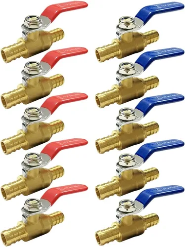 Vista 8 de Joywayus 2 válvulas de bola PEX, válvula de cierre de puerto completo de latón PEX de 1/2 pulgada, cuarto de vuelta caliente (rojo) frío (azul)