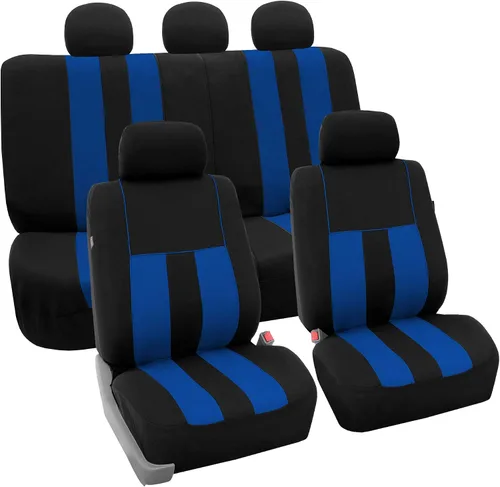 Vista 44 de FH Group Juego completo de fundas de asiento de coche de tres filas a rayas, compatible con bolsas de aire y listas para dividir, ajuste universal