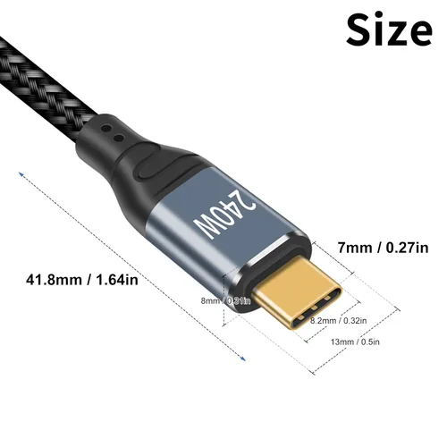 Vista 2 de Duttek Cable USB C de 240 W de 3 pies/3.3 ft, cable USB C a USB C PD 3.1, cable trenzado USB C macho a macho de nailon con chips inteligentes E-Mark