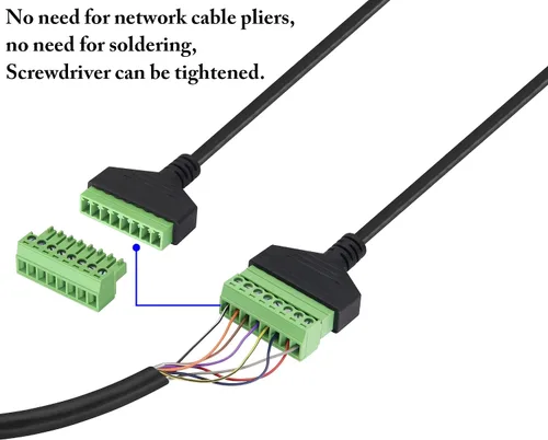 Vista 5 de Adaptador de terminal de tornillo RJ45 macho a 8 pines RJ45/8P 8C, extensor de cable Ethernet Cat5 a 8 pines, terminal de tornillo sin soldadura