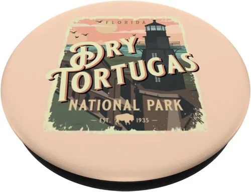 Vista 2 de Dry Tortugas National Park Vintage Travel Poster Style PopSockets Swappable PopGrip