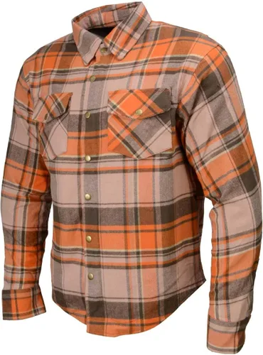 Vista 9 de Camisa de motociclista Milwaukee Leather para hombre, de franela a cuadros con fibra de aramida y armadura - Azul pequeña