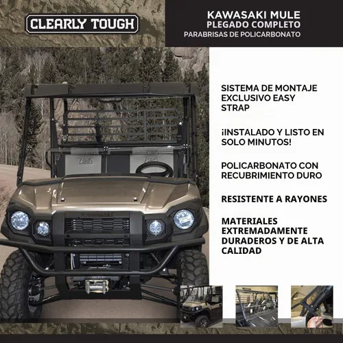 Vista 2 de Kawasaki, Mule Pro Series (2015 & posteriores), techo y parabrisas plegable y protector de viento, lo último en versatilidad, resistente contra
