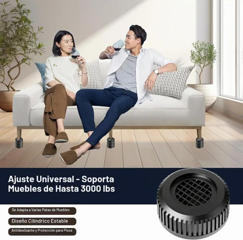 Vista 3 de Elevadores de cama redondos para muebles, resistentes, antideslizantes, ajustables (1.3 a 3.7 pulgadas de alto), elevadores de cama para escritorio