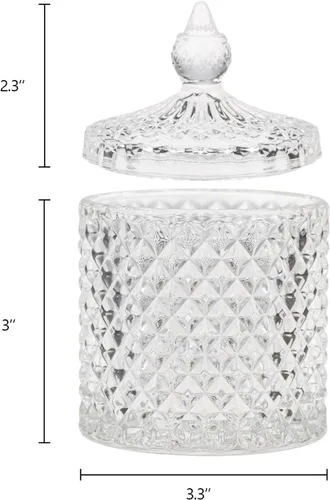 Vista 4 de Hedume Paquete de 4 tarros facetados de diamantes de cristal con tapa de cristal, juego de organización de almacenamiento de alimentos de vidrio