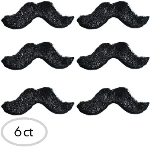 Vista 3 de Fiesta - Bigotes de felpa negros (3 pulgadas), paquete de 6, bigotes falsos para diversión y decoración de fiestas, perfectos para el Cinco de Mayo