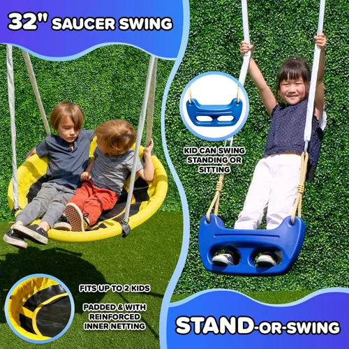 Vista 6 de Sportspower Taylor - Juego de columpio de metal galvanizado de 700 libras para niños para patio trasero y exteriores con Teeter-Totter, platillo