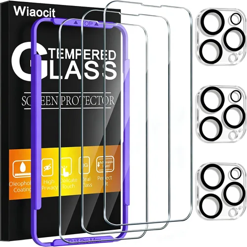 Vista 23 de Wiaocit 3 Pack Tempered Glass Screen Protector for iPhone 13 Pro with 3 Pack Camera Lens Protector, 9H Hardness, Bubble Free, Case Friendly