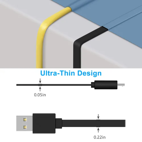 Vista 2 de FastSnail Cable de carga plano de extensión de 164 pies y cable de sincronización de datos para PS4para controladores Xbox One para Kindle Fire