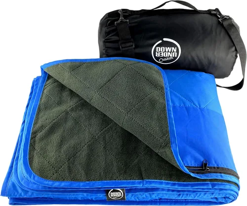 Vista 18 de DOWN UNDER OUTDOORS Manta grande impermeable y resistente al viento, extra gruesa de 350 GSM, forro polar acolchado, o manta de estadio de sherpa