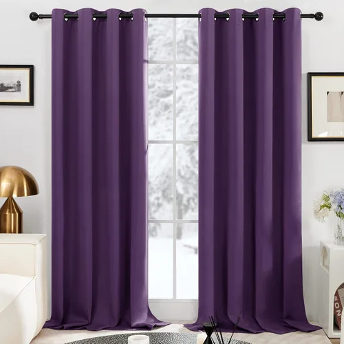 Vista 17 de Deconovo Cortinas opacas 100% con forro negro, cortinas con ojales aisladas térmicamente que reducen el ruido, doble capa para oscurecer