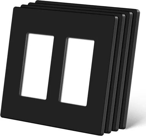 Vista 13 de CML Placa de Pared Decorativa Negra de 4 Posiciones Sin Tornillos, Paquete de 4 Placas de Interruptor de Luz y Cubierta Frontal para Receptáculo