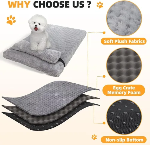 Vista 2 de Cama para perros con almohada para perros pequeños, cama ortopédica para perros con funda extraíble, alfombrilla lavable para mascotas de hasta 5