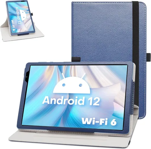 Vista 9 de Bige para tabletas TECLAST P26T/Vortex T10M Pro Plus de 10.1", soporte giratorio de 360 grados con cubierta de bonito patrón, color negro