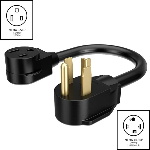Vista 2 de ACKING Adaptador de soldador de 1.5 pies, cable generador de 4 clavijas, NEMA 14-30P a 3 clavijas, 6-50R, 240V, secador de soldador, adaptador