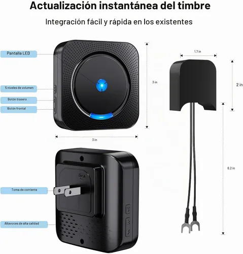 Vista 4 de Extensor receptor de timbre inalámbrico para timbre de video Blink - Compatible con timbre de video Blink - actualizado alto y claro