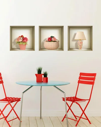 Vista 19 de Arte de pared 3D, juego de calcomanías de nicho, decoración de pared 3D, calcomanías de pared para sala de estar, calcomanías de pared