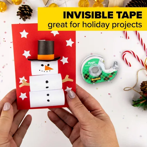 Vista 8 de Scotch Cinta mágica, invisible, reparación de tarjetas de Navidad y uso como suministros de envoltura de regalo para Navidad, 6 rollos de cinta