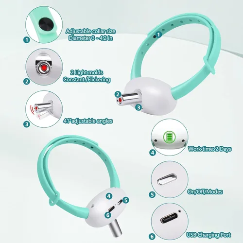 Vista 3 de Generic Juguetes automáticos con láser para gatos, juguetes interactivos para gatos con luz LED, collar electrónico portátil para gatitos