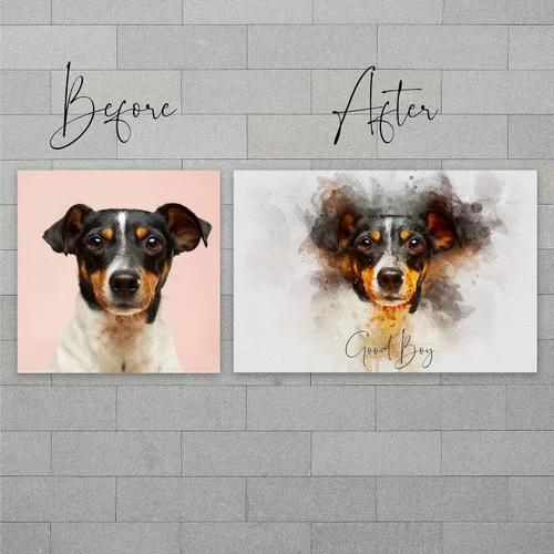 Vista 7 de Awesometik Retrato personalizado de perro en acuarela - Impresión en lienzo para mamá de perro