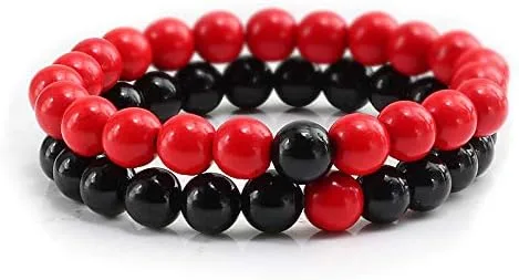 Vista 4 de Juego de 2 pulseras de chakras de distancia de piedra natural para hombres y mujeres, pulseras y brazaletes de yoga, joyería para mejores amigos