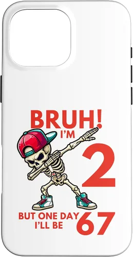 Vista 19 de Bruh I'm 2 But One-Day I'll Be 67 Retro 2nd Birthday Kids Case for iPhone XR
