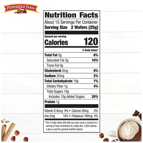 Vista 2 de Pepperidge Farm Pirouette Galletas, Obleas rellenas con créme de chocolate y turrón, 13.5 onzas en lata