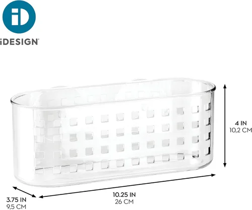 Vista 4 de iDesign Cesta colgante de succión para ducha, transparente Almacenamiento de baño, fabricado en Estados Unidos