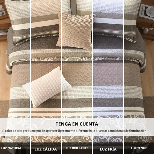 Vista 7 de Colchas ligeras tamaño King de 120x120, colcha de microfibra extra grande 100% algodón, colcha reversible con patrón botánico a rayas, juego de ropa