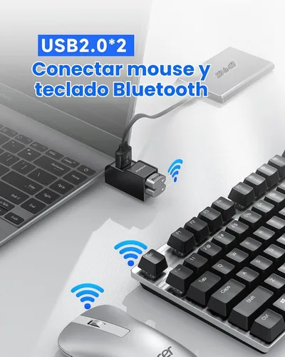 Vista 4 de FORIDA Adaptador USB de 3 Puertos, Hub USB con USB 3.0 y Adaptador USB Doble, Divisor USB Portátil 1 en 3 Salidas para Teclado, Disco Duro Móvil