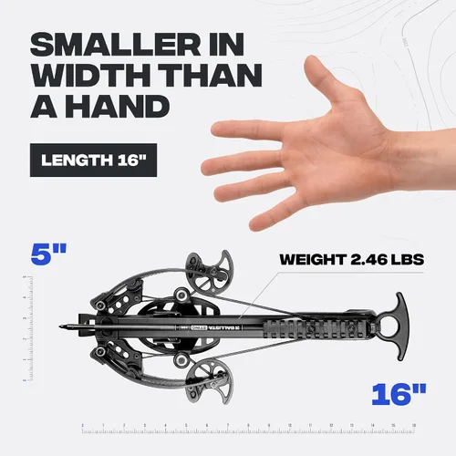 Vista 7 de BALLISTA BAT Compound Mini Crossbow - Small Crossbow for Hunting, Fishing and Target - 300 FPS, 130 Lbs, 2.46 lbs
