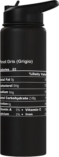 Vista 3 de Funny Pinot Gris Grigio Thanksgiving Nutritional Fact Stainless Steel Insulated Water Bottle