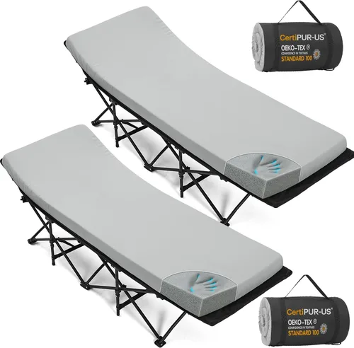 Vista 15 de CYMULA Colchón para Catre de Campamento de 2 pulgadas, Almohadilla para Dormir de Espuma Viscoelástica, Suave, Cálido, Antideslizante, Cubrecolchón