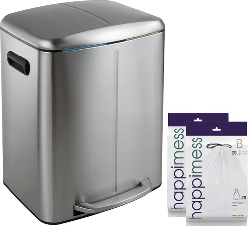 Vista 16 de happimess HPM1005B Marco Rectangular Cesta de Basura de 10.6 Galones con Dos Cubos y Tapa de Cierre Suave, Resistente a Huellas Dactilares, Moderna