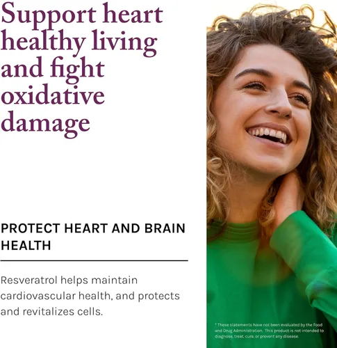 Vista 7 de Reserveage Beauty, Resveratrol 250 mg, suplemento antioxidante para la salud cardíaca y celular, apoya el envejecimiento saludable y el sistema