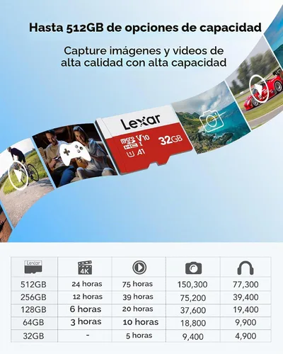 Vista 4 de Lexar Tarjeta de memoria flash microSDHC UHS-I microSDHC de la serie E de 32 GB x1