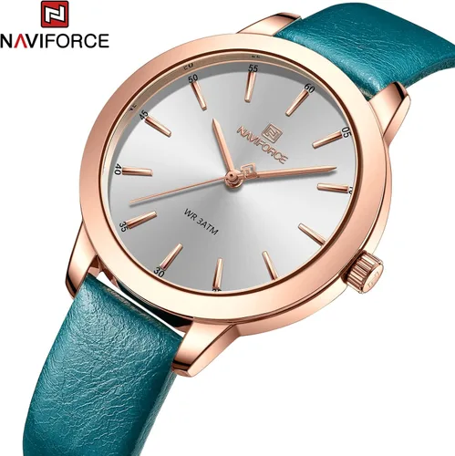 Vista 2 de NAVIFORCE Reloj analógico de cuarzo para mujer casual impermeable reloj de pulsera correa de cuero simple