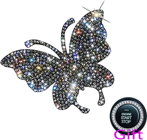 Vista 7 de Calcomanías de cristal para automóvil, emblema de automóvil, accesorios de decoración interior para mujeres (mariposa)